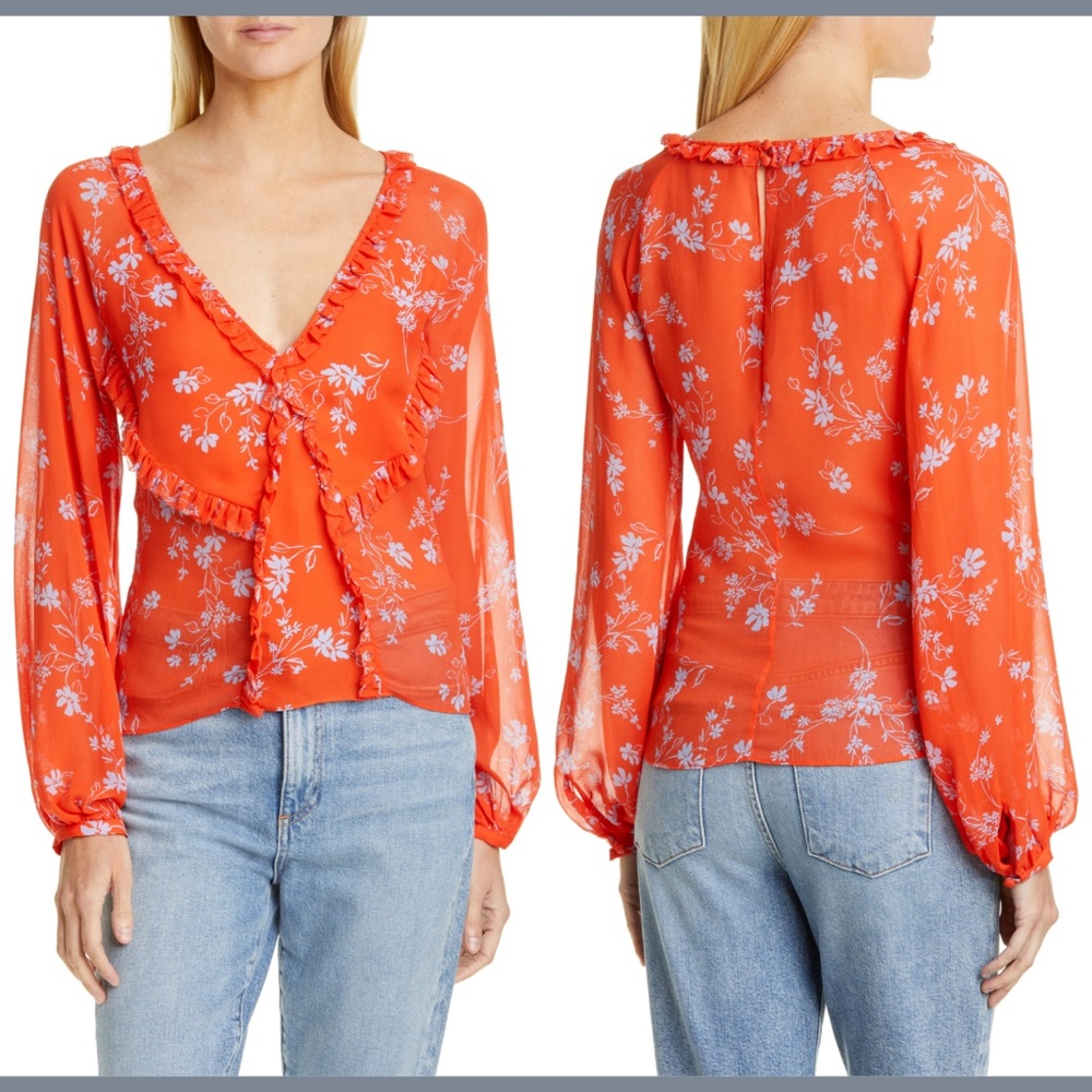 NEW NICHOLAS‎ Floral Print Long Sleeve Blouse 2